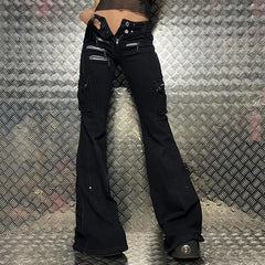 Utility Zipper Black Pants