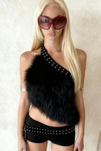 Metal Hollow Skinny Party Club Crop Top