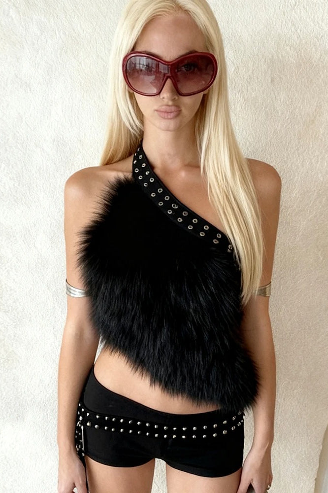 Metal Hollow Skinny Party Club Crop Top