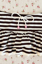 Striped Ruffle Drawstring Mini Skirt