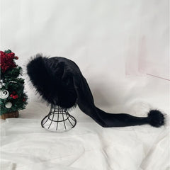 Black Plush Gothic Xmas Santa Hat
