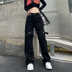 Black Utility Belt Cargo Pants