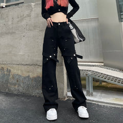 Black Utility Belt Cargo Pants