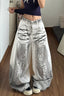 Distressed Effect Wide Leg Pants