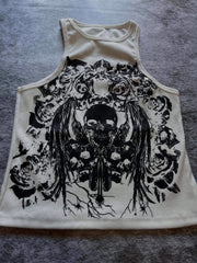 Y2K Punk Skull Print Tank Top