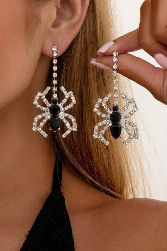 Spider Detail Stud Drop Earrings
