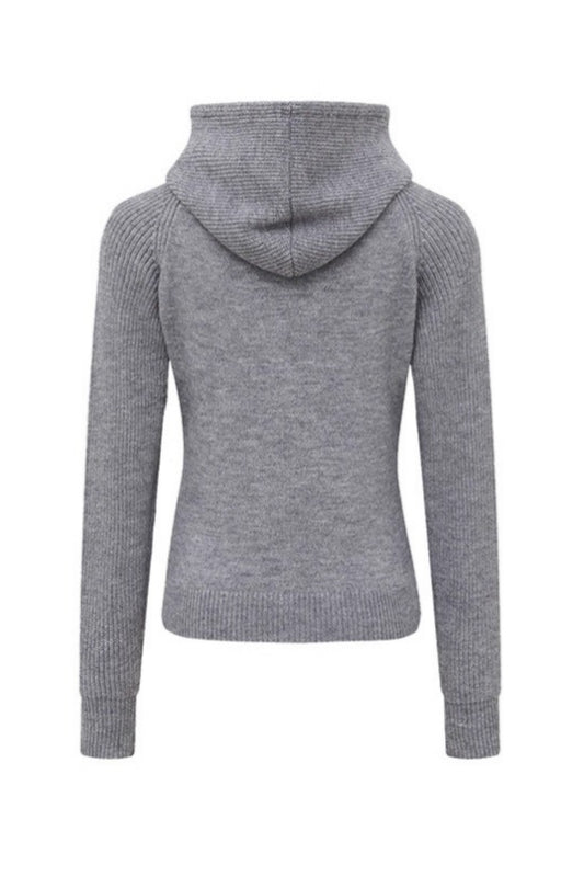 Gothic Hooded Cross Embroidered Knit Top
