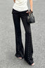 Stud Trim Foldover Waist Flare Pants