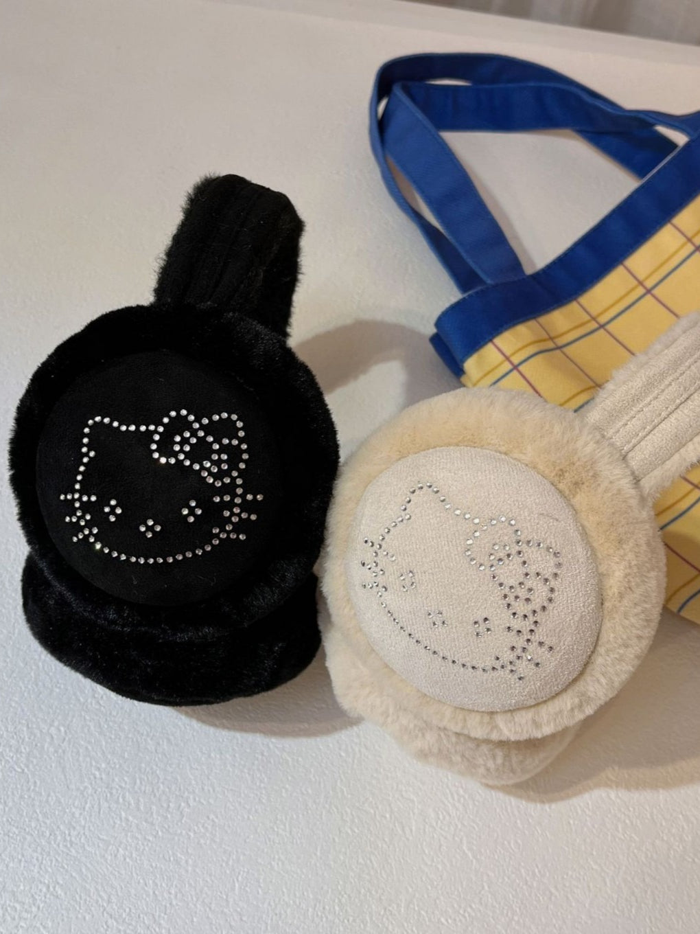 Y2K Cartoon Kitty Black Solid Earmuff Main image