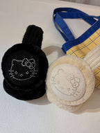 Y2K Cartoon Kitty Black Solid Earmuff