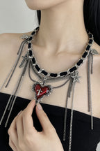 Heart Cross Chain Fringe Necklaces