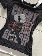 Retro Y2K Waist Cinched Two In One T-Shirt