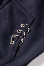 Black Punk Metal Ring Hoodie