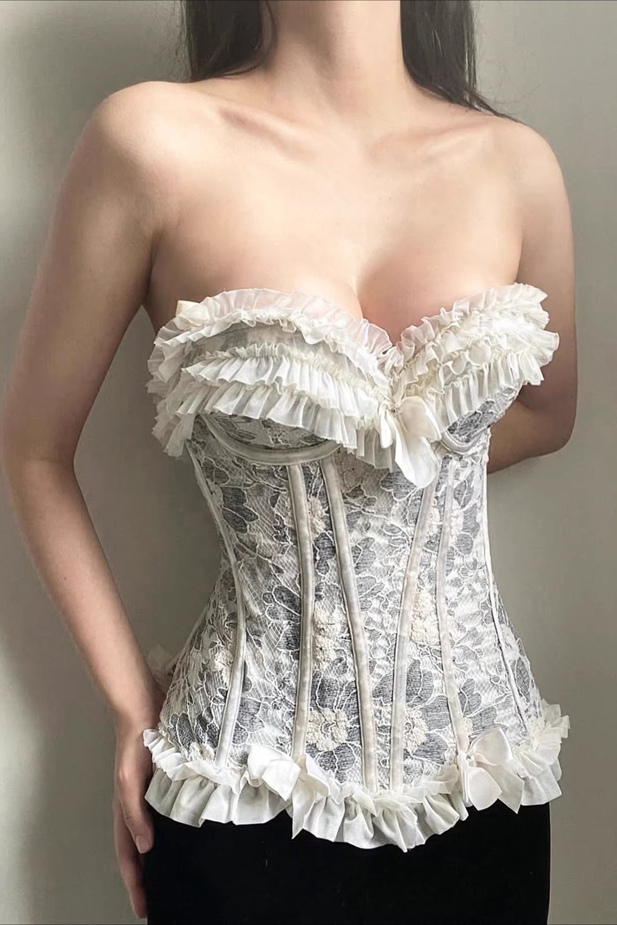 Sweet Ruffle Bow Detail Crop Corset Main image