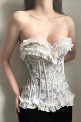 Sweet Ruffle Bow Detail Crop Corset