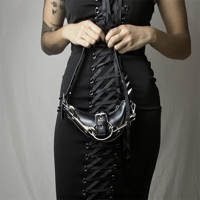 Punk Rivets Gothic Rock Metal Buckles Sparks Crossbody Shoulder Bag Halloween