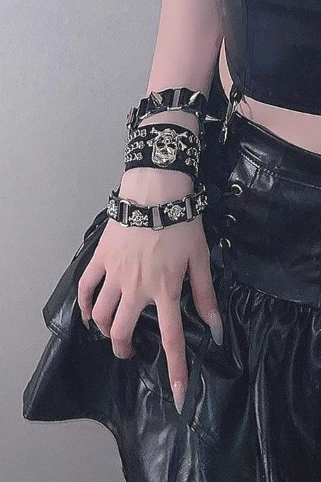 Dark Punk Rock Segmented Rivet Bracelet