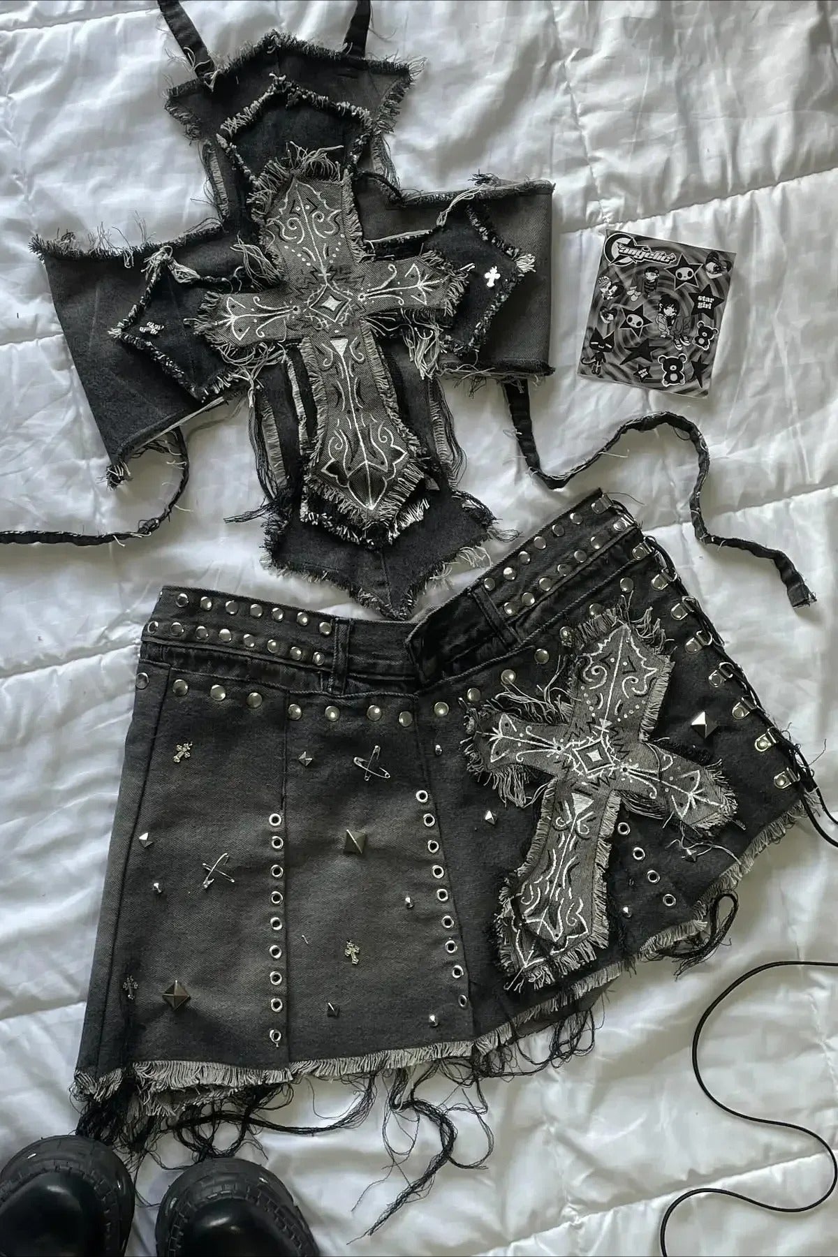 Y2K Halter Top Denim Skirt Main image