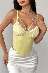 Mesh Patchwork Lace Boned Corset