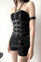 Studded Bandeau Top And Micro Shorts Set