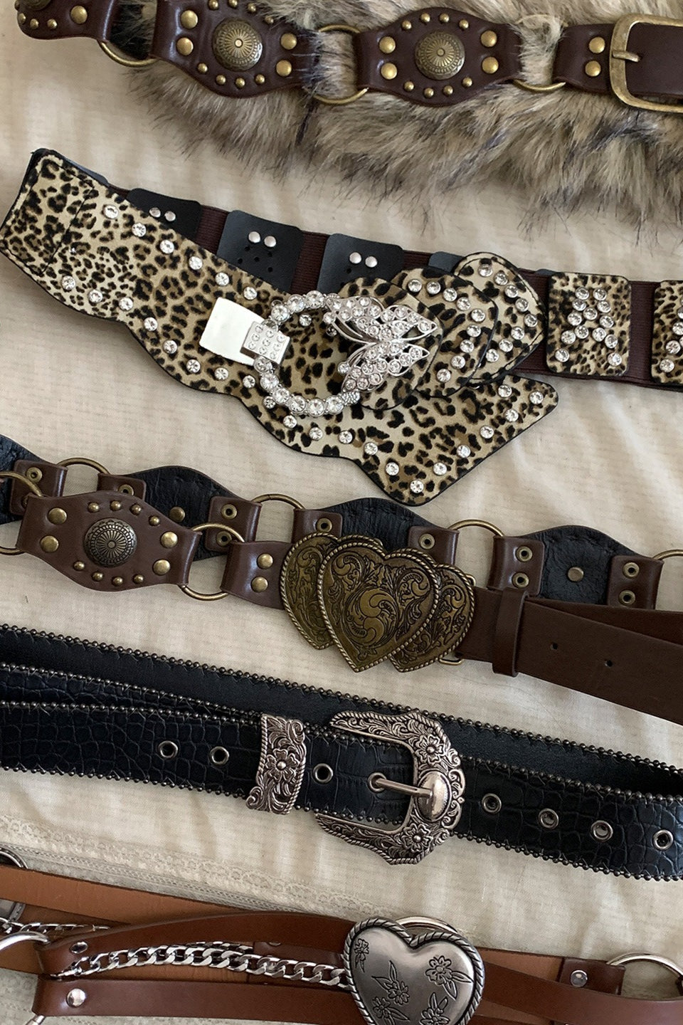 Vintage Y2K Brown Studded Wide Belt Main image
