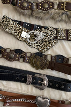 Vintage Y2K Brown Studded Wide Belt