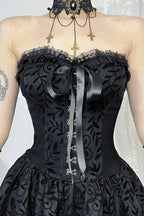 Dark Lace Patchwork High Waist Bandage Corset Gothic Mini Dress