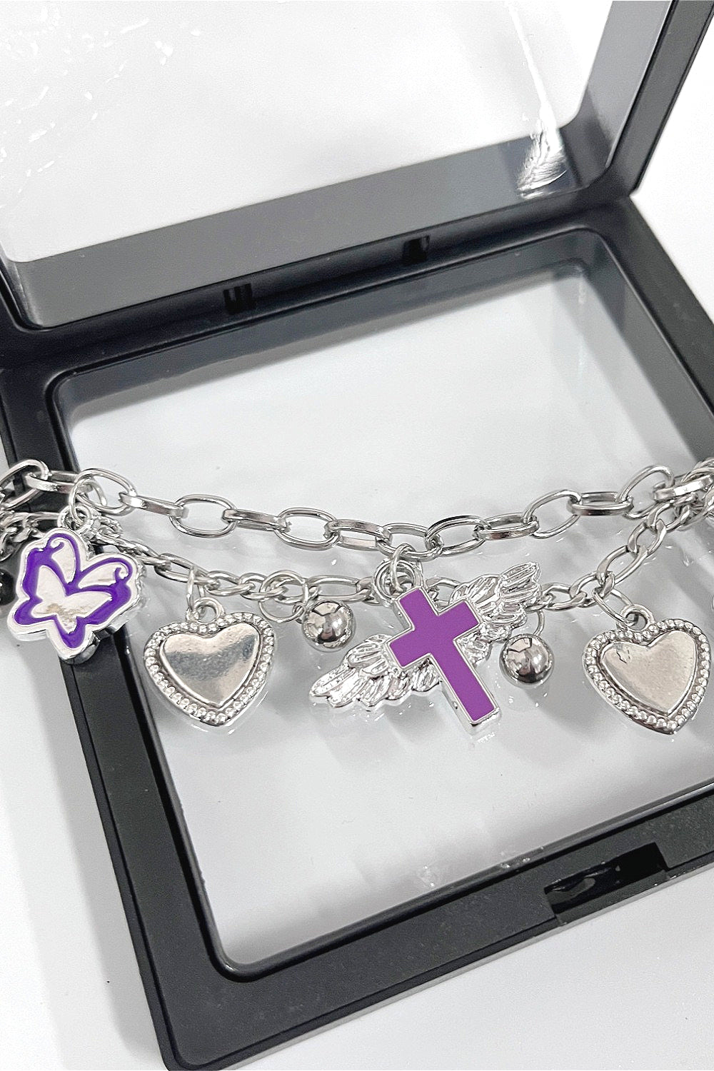 Y2K Note Butterfly Heart Cross Rock Bracelet