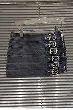 Black Buckle Faux Leather Mini Skirt