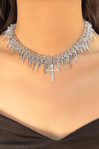Punk Metal Bead Spliced Tassel Necklace