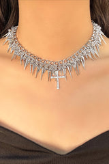 Punk Metal Bead Spliced Tassel Necklace