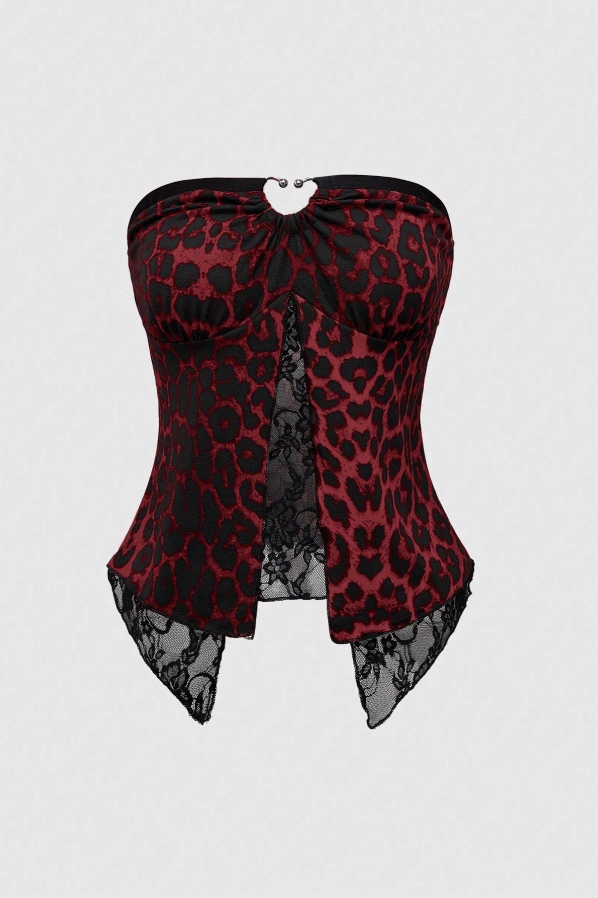 Leopard Lace Hem Tube Top Main image