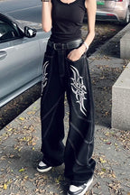 Y2K Stitch Embroidery Wide Leg Jeans Pants