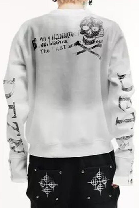Skull Number Washed Graphic Sweatshirt