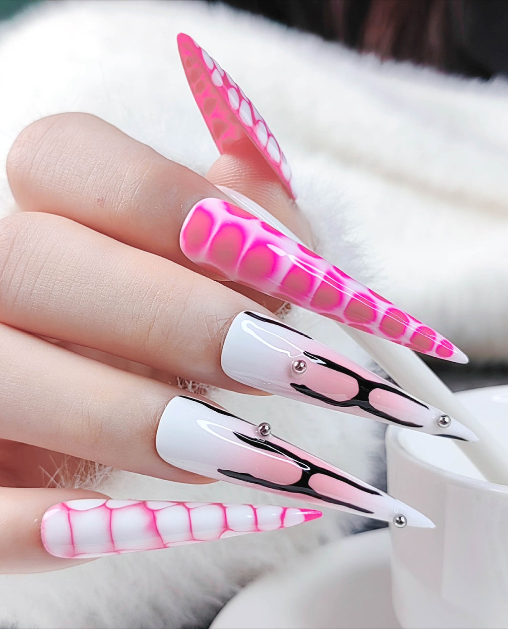 Alt Extra Long Color Block Press On Nails