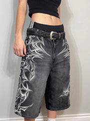 Vintage Gothic Graphic Denim Shorts