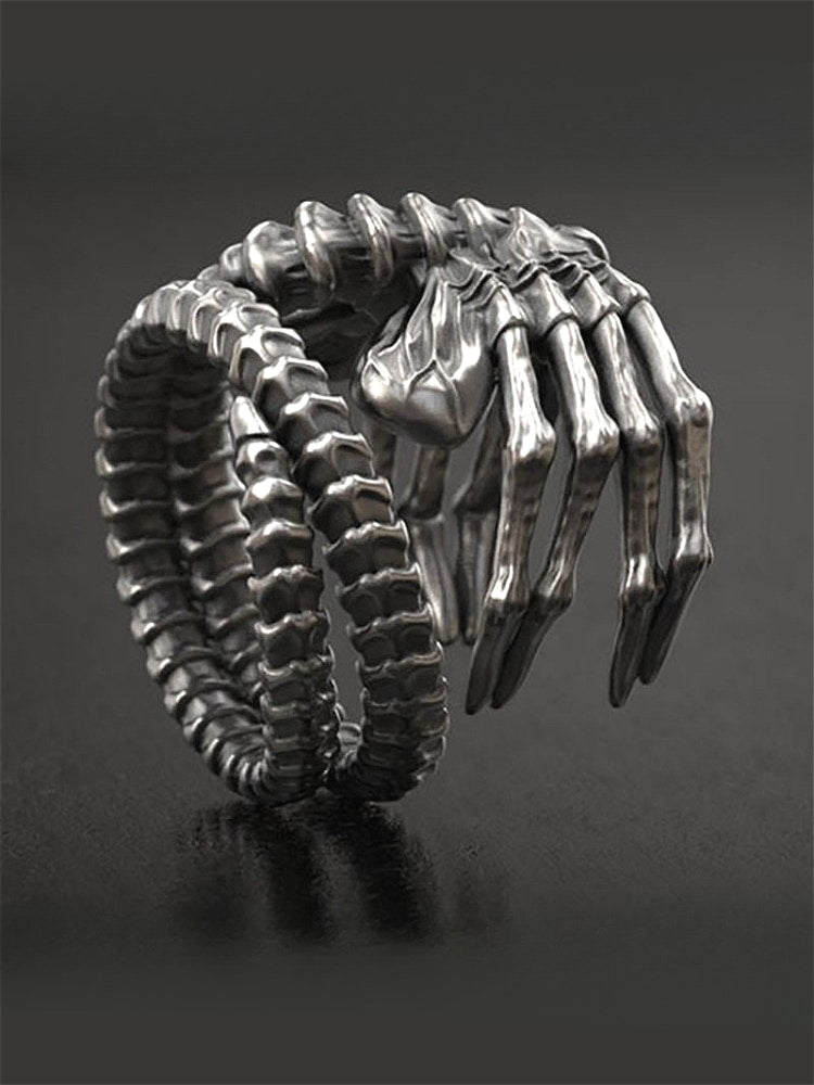 Punk Domineering Demon Skull Claw Ring
