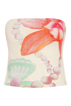 Bandeau Shell Pearl Print Slim Crop Top