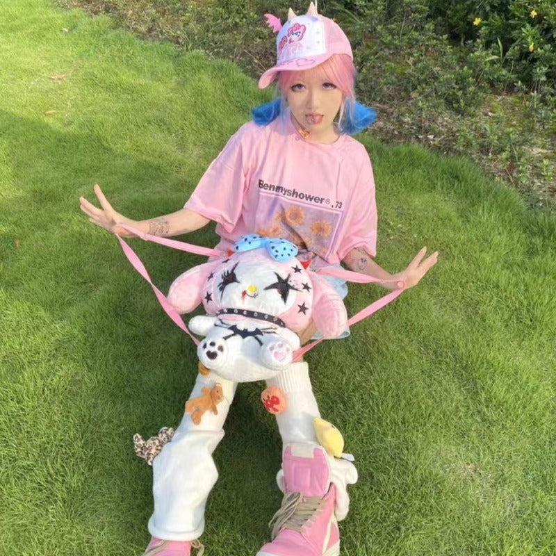 Sanrio Kuromi Dark Y2K Street Gothic Spicy Girl Plush American Punk Funny Bag Halloween