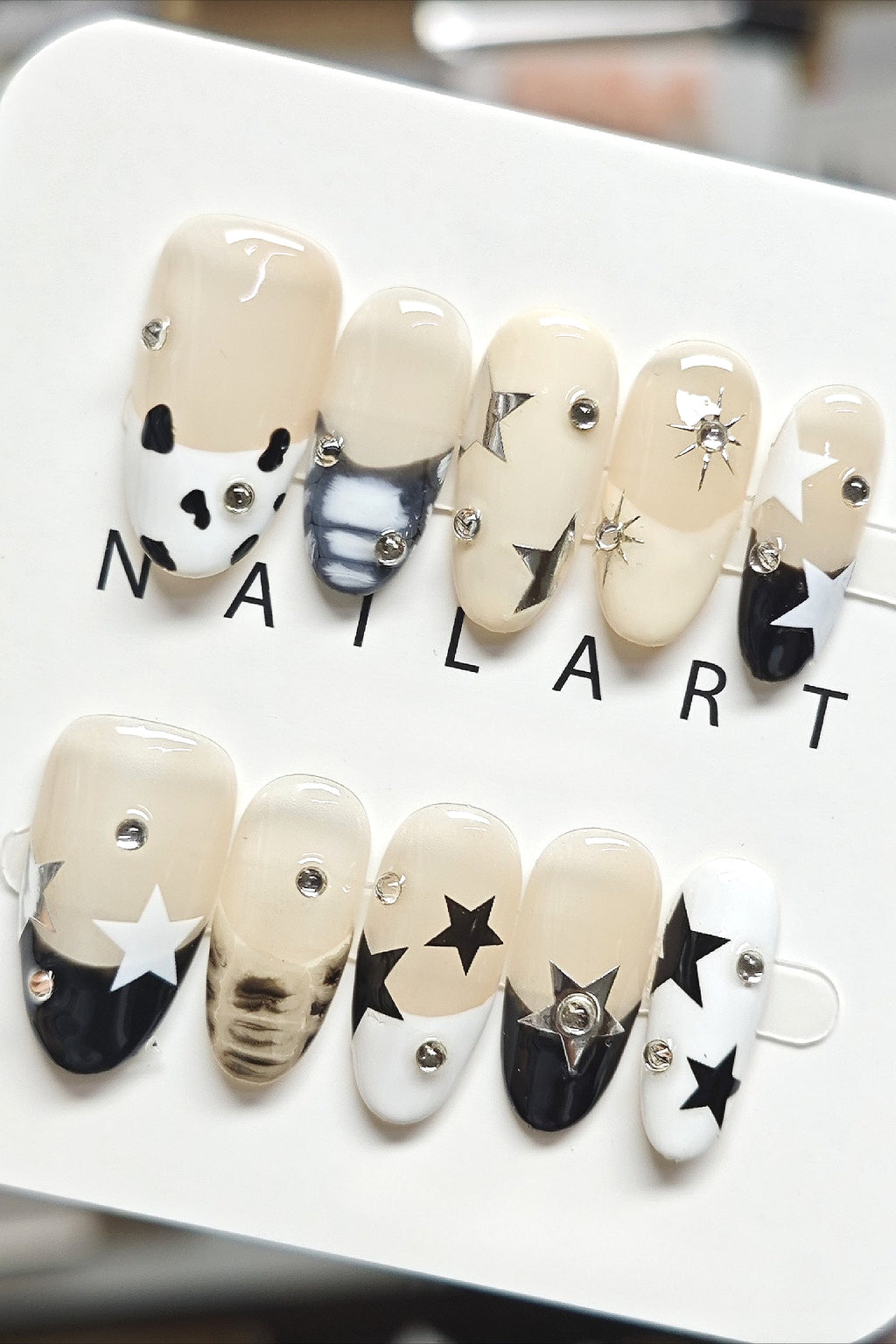Y2K Croc Print Star Graffiti Press On Nails