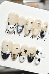 Y2K Croc Print Star Graffiti Press On Nails