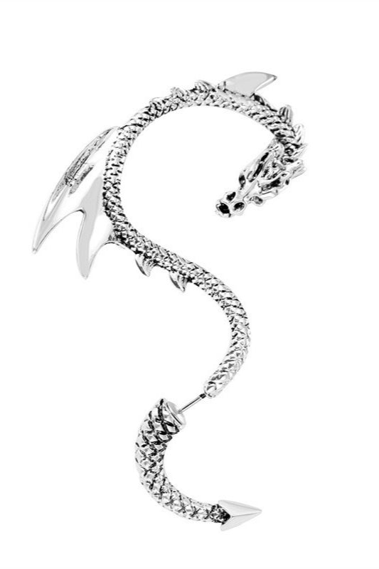 Winged Dragon Curved Cuff Earrings