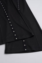 Stud Trim Foldover Waist Flare Pants