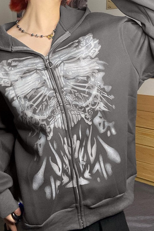 Dark Aesthetic Color Block Hoodie Secondary image