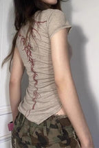 Retro Grunge Print Convertible T-shirt