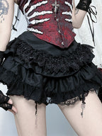 Y2K Subculture Cross Lace Bodycon Shorts