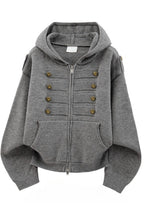 Button Braid Knit Hoodies