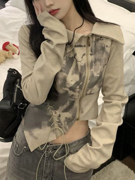 Long Sleeve Cotton Slim Fit Casual Crop Top