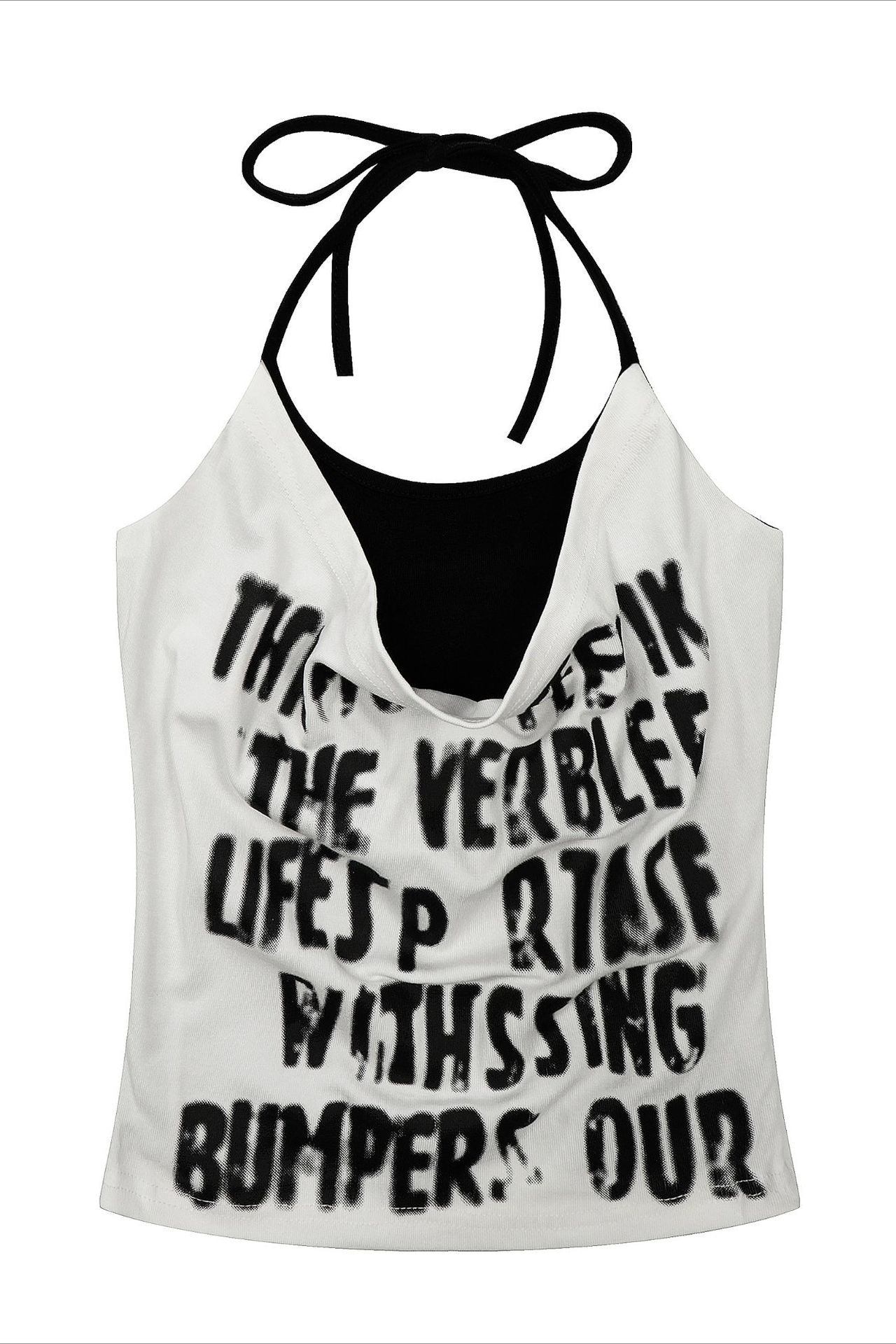 Color Block Printed Layered Slim Halter Top Main image