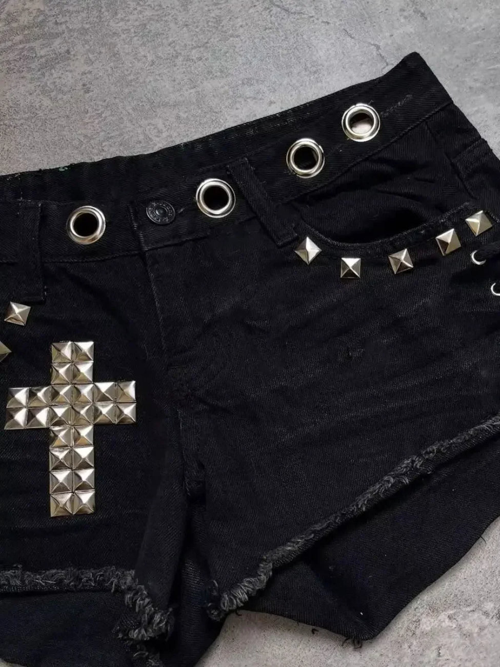 EMO Black Streetwear High Waist Shorts Secondary image